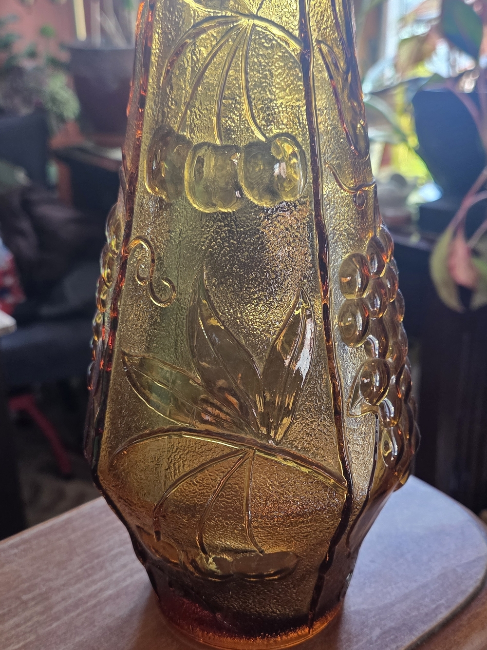 Vintage Empoli Amber Genie Bottle Glass Decanter 1960s with Stopper - Picture 4 of 6